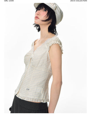 [TAKEANAP] lace plaid set