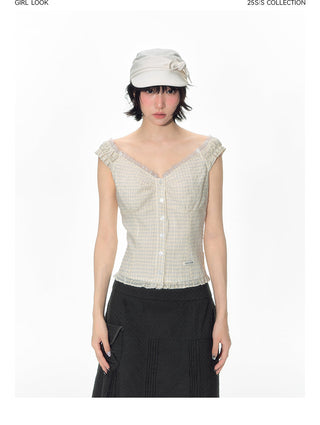 [TAKEANAP] lace plaid set