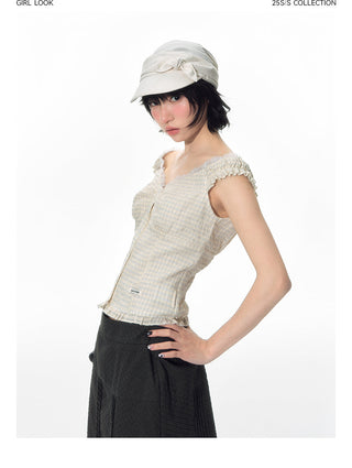 [TAKEANAP] lace plaid set