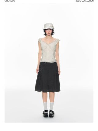 [TAKEANAP] lace plaid set
