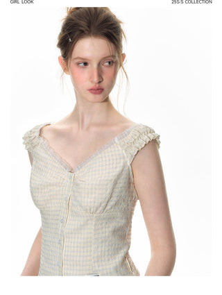 [TAKEANAP] lace plaid set
