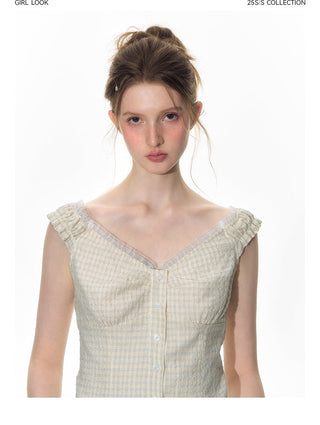 [TAKEANAP] lace plaid set