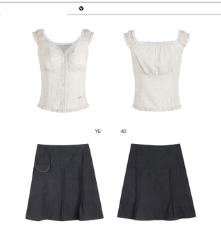 [TAKEANAP] lace plaid set