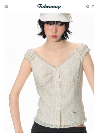 [TAKEANAP] lace plaid set