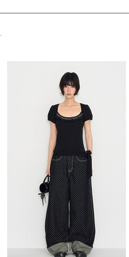 [TAKEANAP] polka dot lace tee