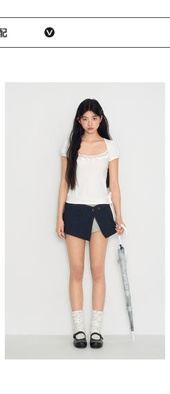[TAKEANAP] polka dot lace tee