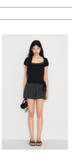 [TAKEANAP] polka dot lace tee