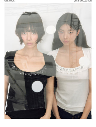 [TAKEANAP] polka dot lace tee