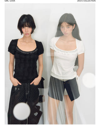 [TAKEANAP] polka dot lace tee
