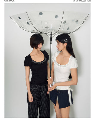 [TAKEANAP] polka dot lace tee