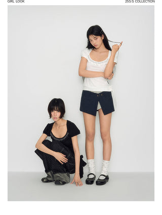 [TAKEANAP] polka dot lace tee