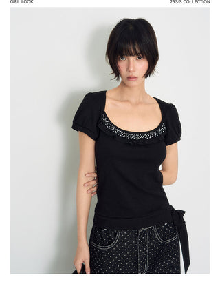 [TAKEANAP] polka dot lace tee
