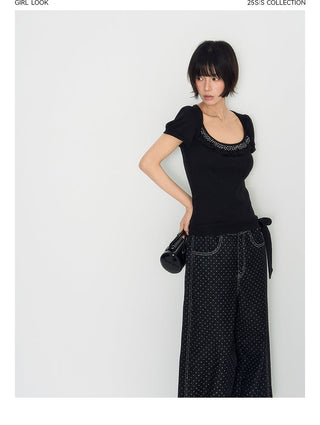 [TAKEANAP] polka dot lace tee