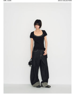 [TAKEANAP] polka dot lace tee