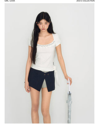 [TAKEANAP] polka dot lace tee