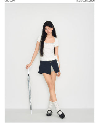 [TAKEANAP] polka dot lace tee