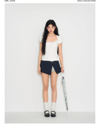 [TAKEANAP] polka dot lace tee