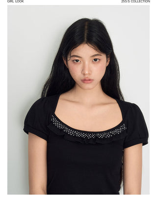 [TAKEANAP] polka dot lace tee