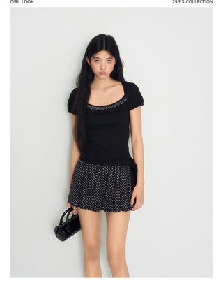 [TAKEANAP] polka dot lace tee