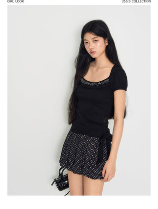 [TAKEANAP] polka dot lace tee