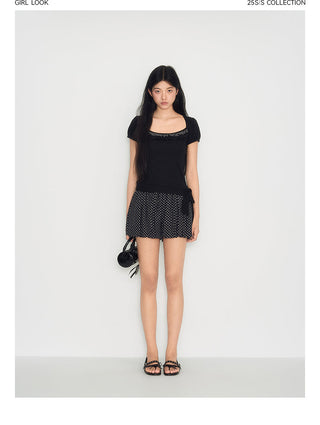 [TAKEANAP] polka dot lace tee