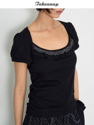 [TAKEANAP] polka dot lace tee