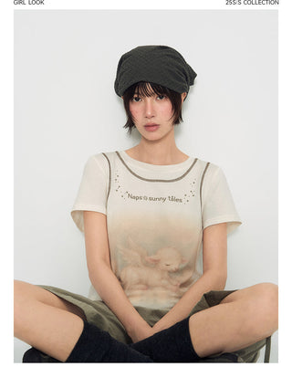 [TAKEANAP] lamb printed tee