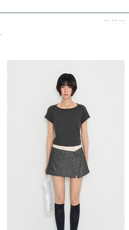 [TAKEANAP] letter flocked tee