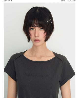 [TAKEANAP] letter flocked tee