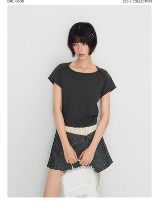[TAKEANAP] letter flocked tee