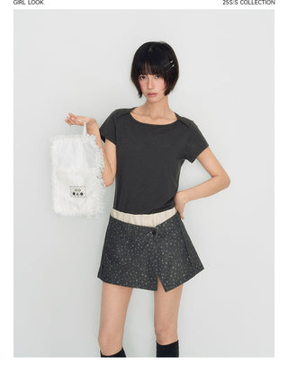 [TAKEANAP] letter flocked tee