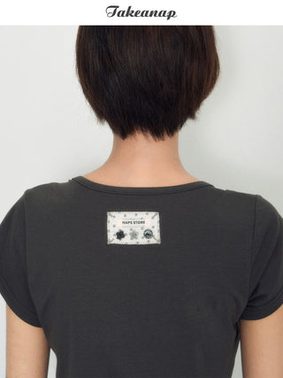 [TAKEANAP] letter flocked tee