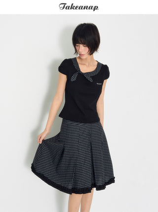 [TAKEANAP] plaid pleated skirt