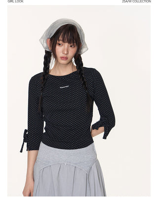 [TAKEANAP] polka dot bow tee