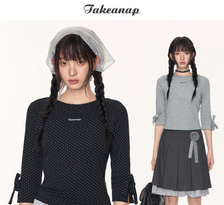[TAKEANAP] polka dot bow tee