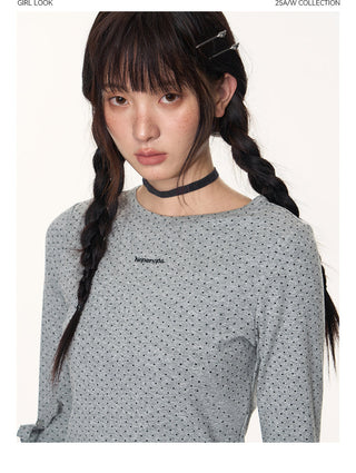 [TAKEANAP] polka dot bow tee