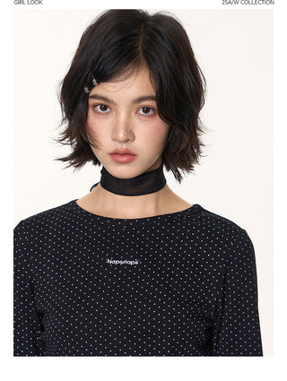 [TAKEANAP] polka dot bow tee