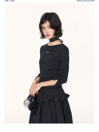 [TAKEANAP] polka dot bow tee