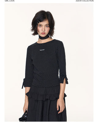 [TAKEANAP] polka dot bow tee