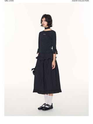 [TAKEANAP] polka dot bow tee