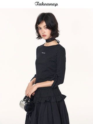 [TAKEANAP] polka dot bow tee