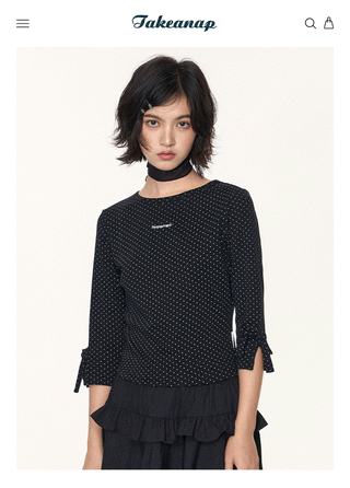 [TAKEANAP] polka dot bow tee