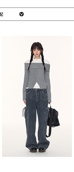 [TAKEANAP] split striped shirt