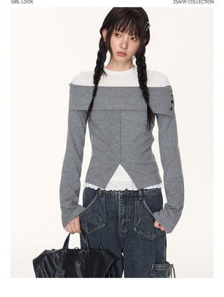 [TAKEANAP] split striped shirt
