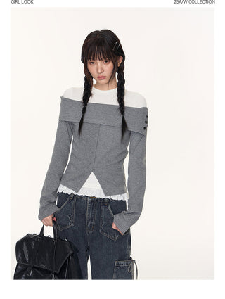 [TAKEANAP] split striped shirt