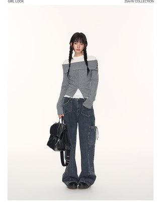 [TAKEANAP] split striped shirt