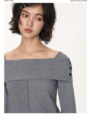[TAKEANAP] split striped shirt