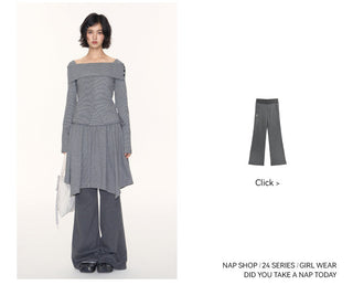 [TAKEANAP] split striped shirt