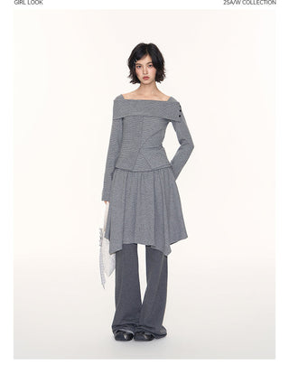 [TAKEANAP] split striped shirt