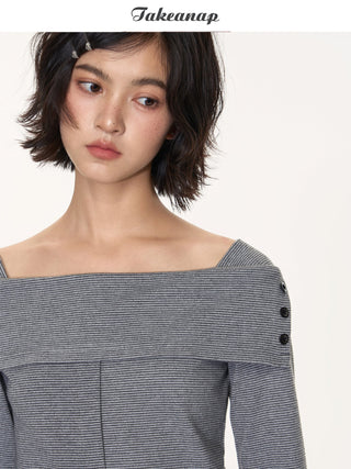 [TAKEANAP] split striped shirt